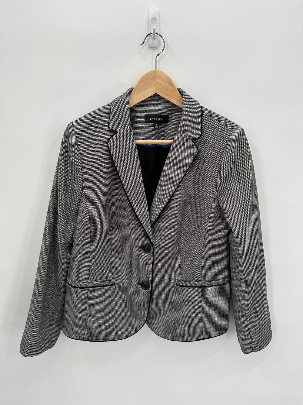 Talbots Black & White Notched Collar Double Button Blazer // 8